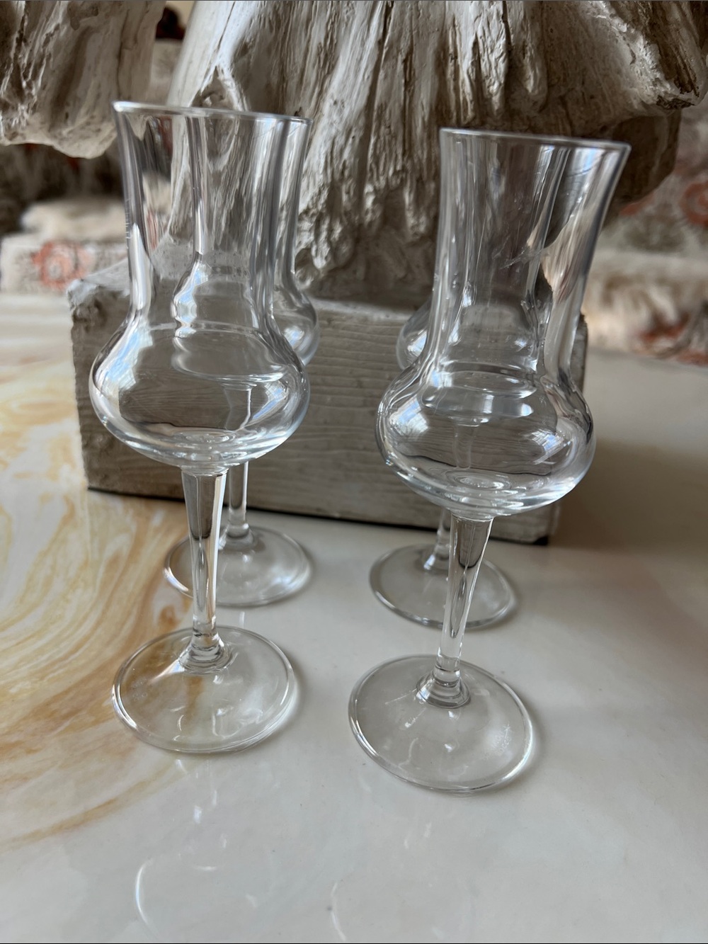 Set of 4 Clear Glass Cordial Liqueur Glasses - Elegant Stemware